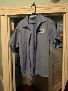 Light Blue Work Shirt with Logo Patch Baldwin Richardson foods